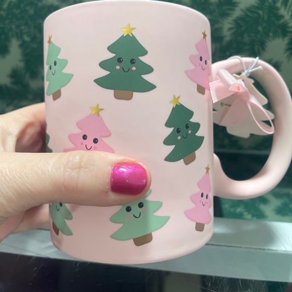 Pink Christmas Trees Soft Touch Kawaii Style Mug NEW - Picture 2 of 3